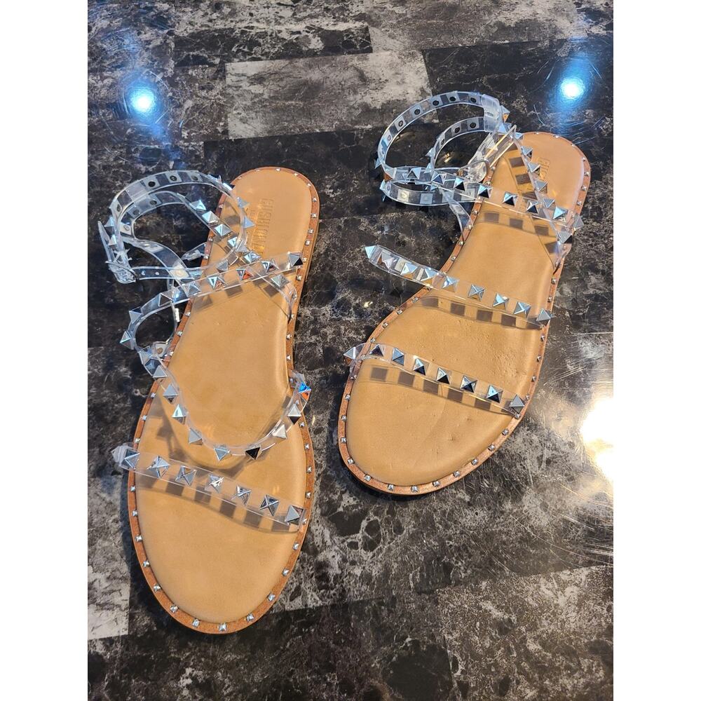 Cushionair 8.5 women's clear pvc studded strappy Talia sandals